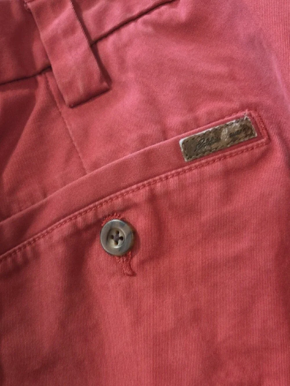 Eddie Bauer Men's Flat Front Shorts in Coral Red - Picture 8 of 9